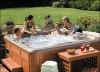 family in spa hot tub